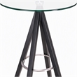 Pemberly Row Stainless Steel Bar Table with Tempered Glass Top in Black