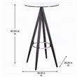 Pemberly Row Stainless Steel Bar Table with Tempered Glass Top in Black