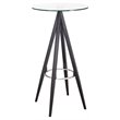 Pemberly Row Stainless Steel Bar Table with Tempered Glass Top in Black