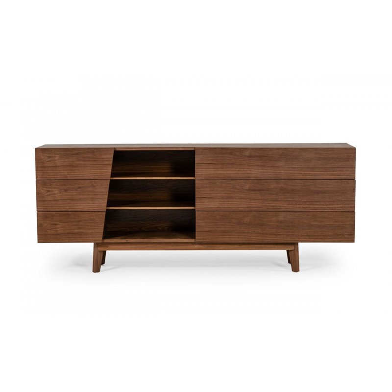Pemberly Row Mid-Century Wood Bedroom Dresser with Walnut Veneer Finish