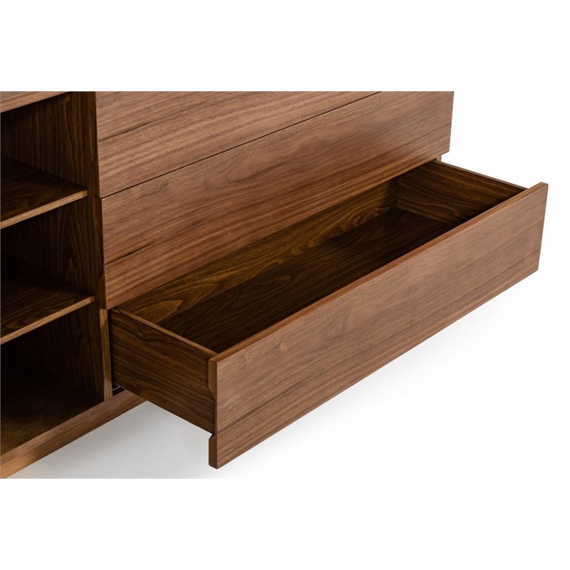 Pemberly Row Mid-Century Wood Bedroom Dresser with Walnut Veneer Finish
