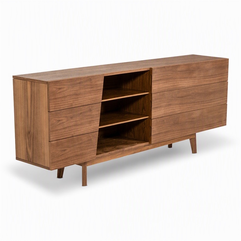 Pemberly Row Mid-Century Wood Bedroom Dresser with Walnut Veneer Finish