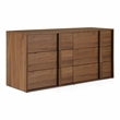 Pemberly Row Modern Walnut Veneer Bedroom Dresser with 6 Drawers