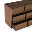 Pemberly Row Modern Walnut Veneer Bedroom Dresser with 6 Drawers