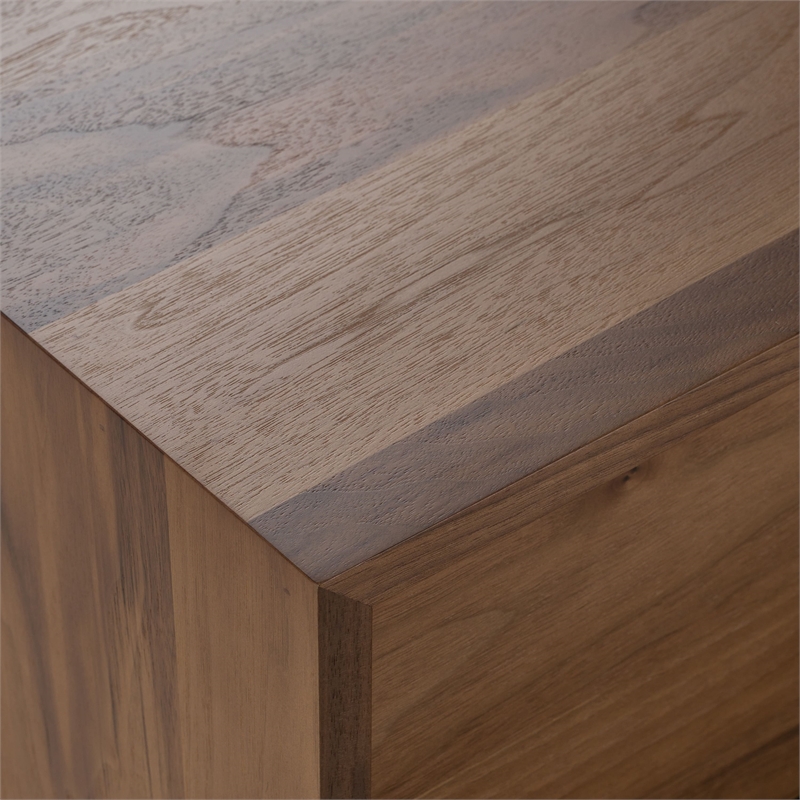 Pemberly Row Modern Walnut Veneer Bedroom Dresser with 6 Drawers
