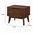 Pemberly Row Mid-Century Walnut Nightstand with Drawer and Tapered Legs