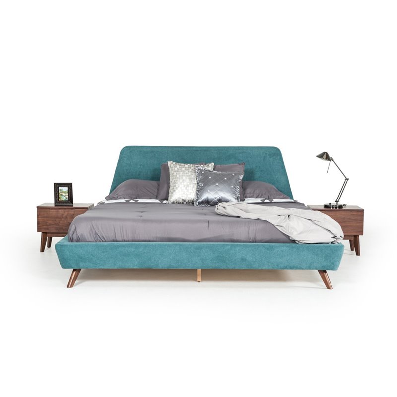 Pemberly Row Mid-Century Walnut Nightstand with Drawer and Tapered Legs