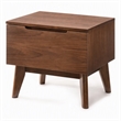 Pemberly Row Mid-Century Walnut Nightstand with Drawer and Tapered Legs