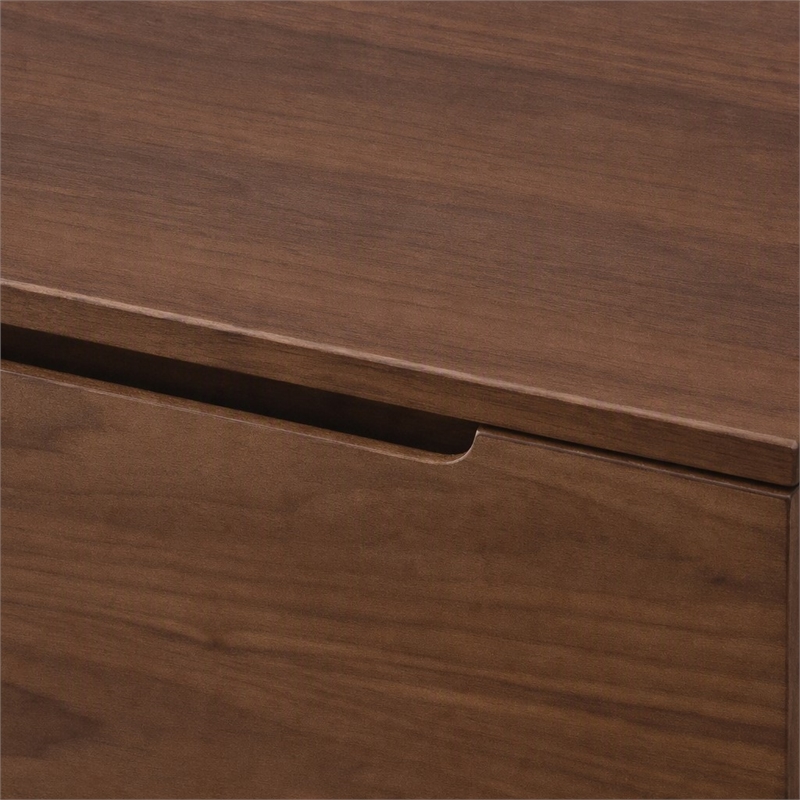 Pemberly Row Mid-Century Walnut Nightstand with Drawer and Tapered Legs