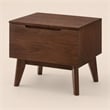Pemberly Row Mid-Century Walnut Nightstand with Drawer and Tapered Legs