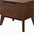 Pemberly Row Mid-Century Walnut Nightstand with Drawer and Tapered Legs