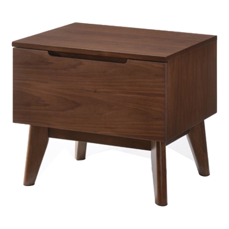 Pemberly Row Mid-Century Walnut Nightstand with Drawer and Tapered Legs
