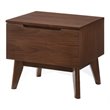 Pemberly Row Mid-Century Walnut Nightstand with Drawer and Tapered Legs