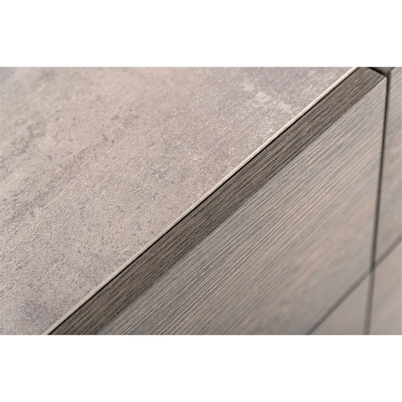 Pemberly Row 5-Drawer Chest in Faux Concrete and Matte Grey Laminate