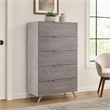 Pemberly Row 5-Drawer Chest in Faux Concrete and Matte Grey Laminate