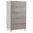 Pemberly Row 5-Drawer Chest in Faux Concrete and Matte Grey Laminate
