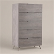 Pemberly Row 5-Drawer Chest in Faux Concrete and Matte Grey Laminate