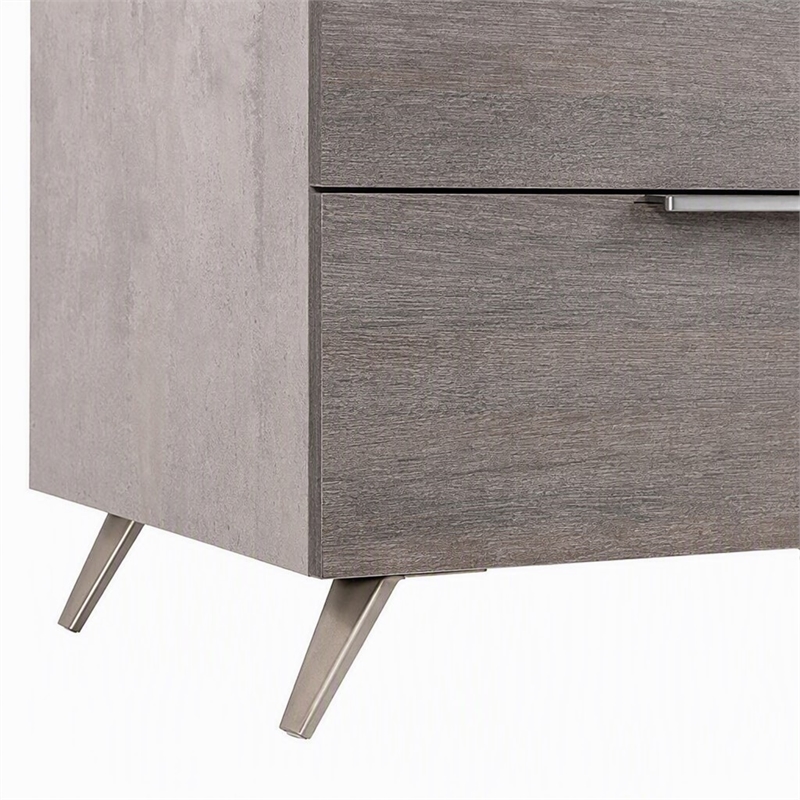 Pemberly Row 5-Drawer Chest in Faux Concrete and Matte Grey Laminate