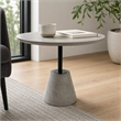 Pemberly Row Round Dining Table with Metal Base and Concrete Top