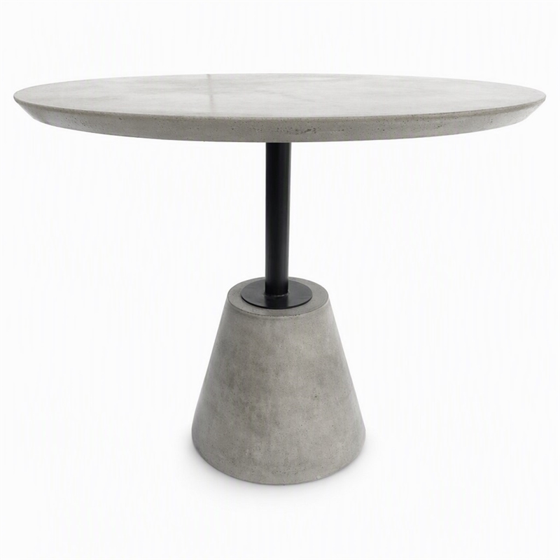 Pemberly Row Round Dining Table with Metal Base and Concrete Top
