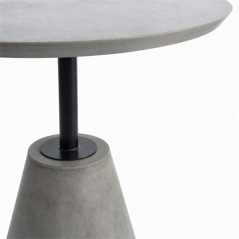 Pemberly Row Round Dining Table with Metal Base and Concrete Top