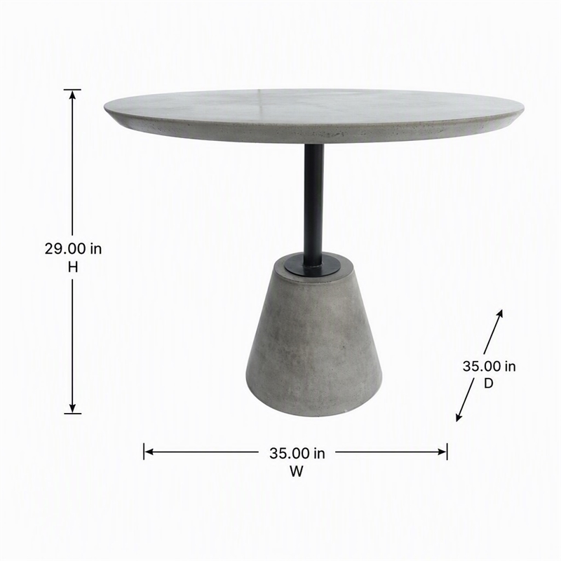 Pemberly Row Round Dining Table with Metal Base and Concrete Top