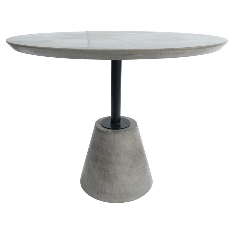 Pemberly Row Round Dining Table with Metal Base and Concrete Top