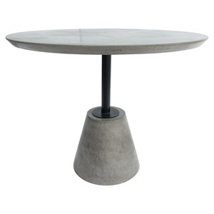 Pemberly Row Round Dining Table with Metal Base and Concrete Top