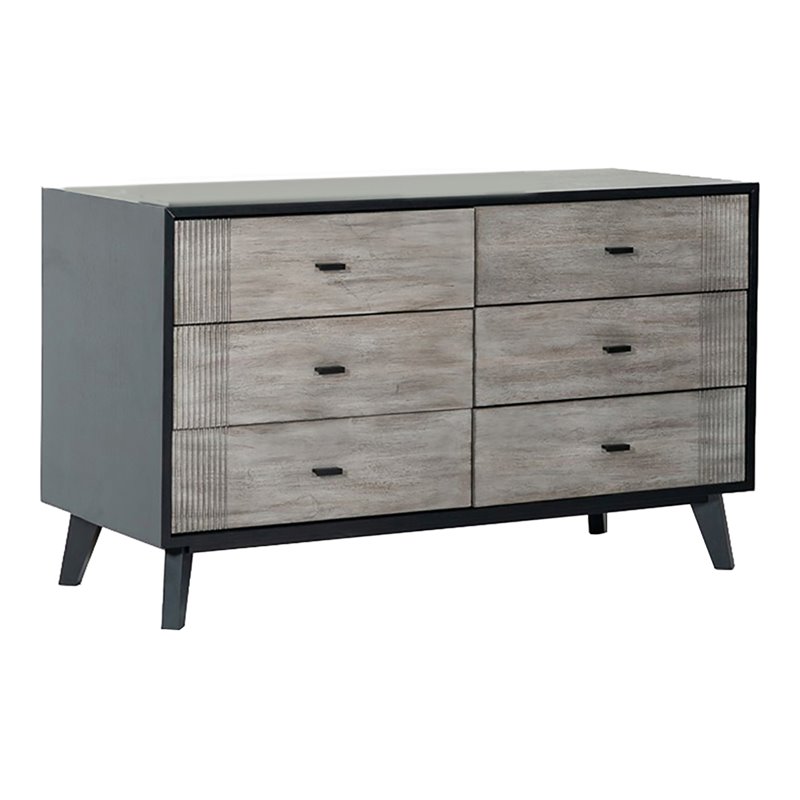 Pemberly Row Contemporary Wood Veneer Dresser in Gray and Black