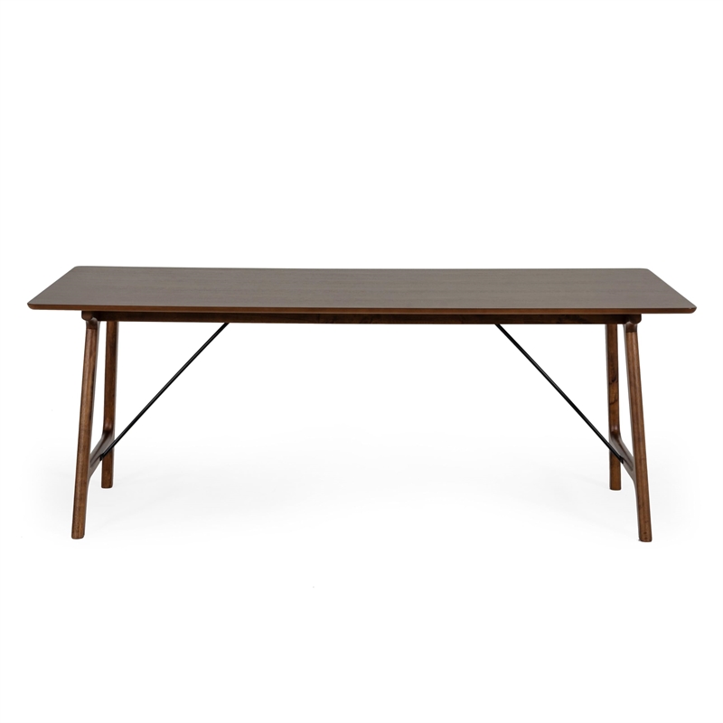 Pemberly Row Walnut Veneer Rectangular Mid-Century Dining Table