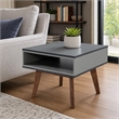 Pemberly Row Light Gray and Walnut Modern Solid Wood End Table