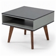 Pemberly Row Light Gray and Walnut Modern Solid Wood End Table