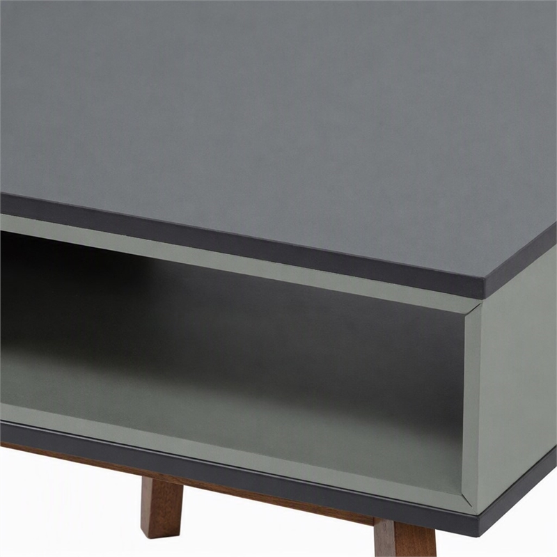 Pemberly Row Light Gray and Walnut Modern Solid Wood End Table