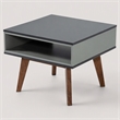 Pemberly Row Light Gray and Walnut Modern Solid Wood End Table