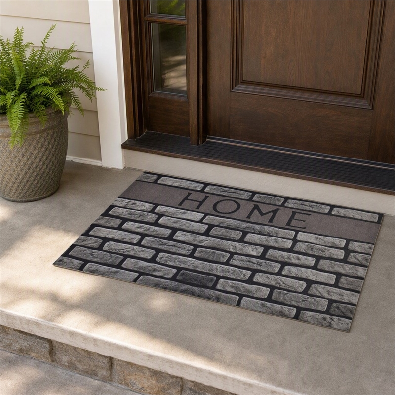 Pemberly Row PVC Doormat in Multi-Color with Non-Slip Backing