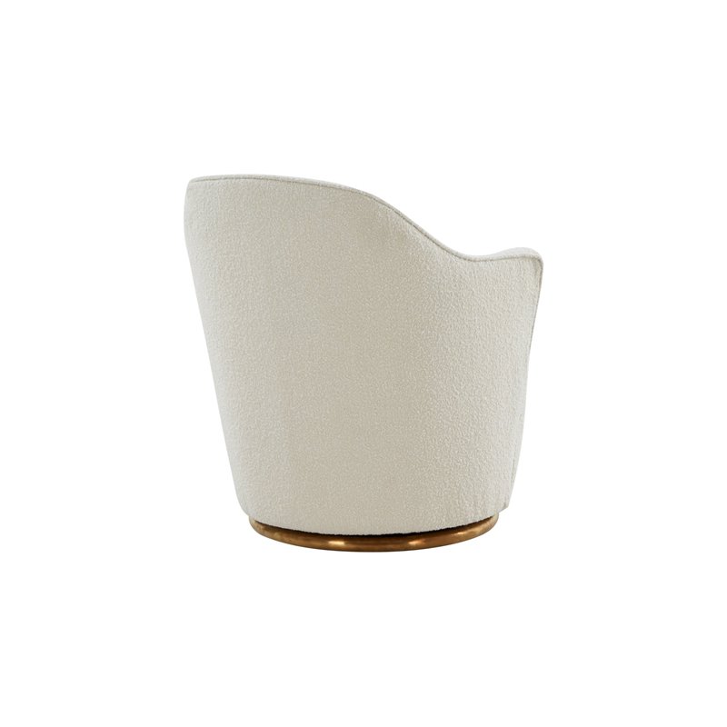 Pemberly Row Swivel Accent Chair in Sherpa Fabric with Gold Base
