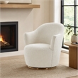 Pemberly Row Swivel Accent Chair in Sherpa Fabric with Gold Base