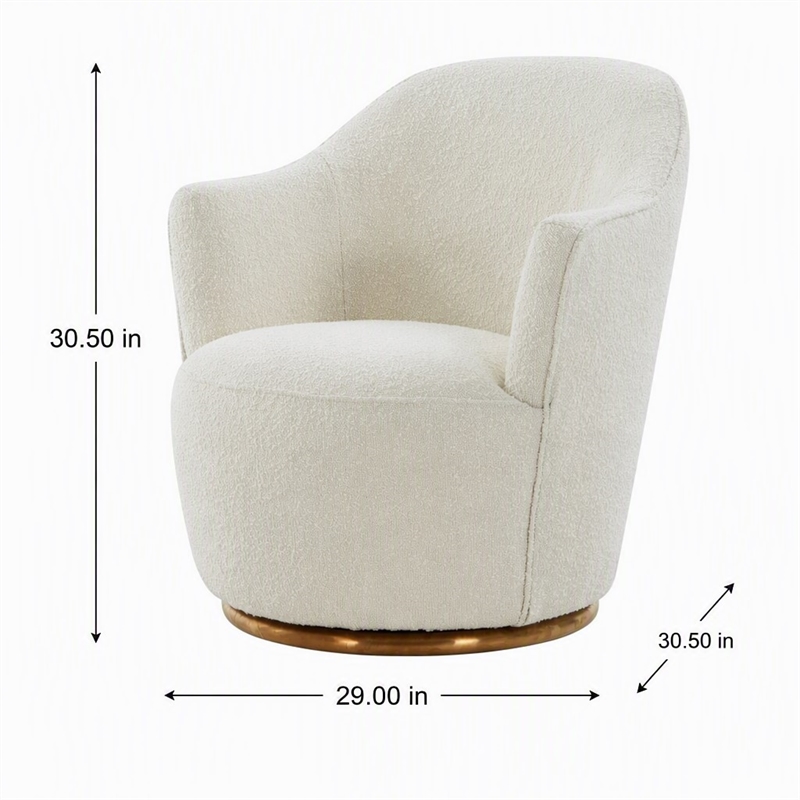 Pemberly Row Swivel Accent Chair in Sherpa Fabric with Gold Base