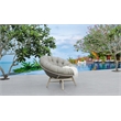 Pemberly Row Renava Moon Outdoor Lounge Chair in Beige Polyester Fabric