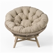 Pemberly Row Renava Moon Outdoor Lounge Chair in Beige Polyester Fabric