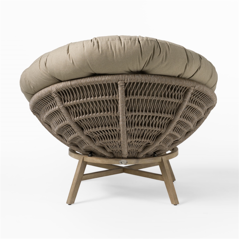 Pemberly Row Renava Moon Outdoor Lounge Chair in Beige Polyester Fabric