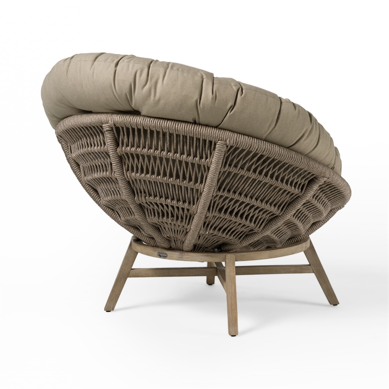 Pemberly Row Renava Moon Outdoor Lounge Chair in Beige Polyester Fabric