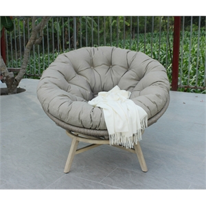Pemberly Row Renava Moon Outdoor Lounge Chair in Beige Polyester Fabric