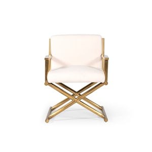 Pemberly Row Sherpa Fabric Accent Chair with Gold Stainless Steel