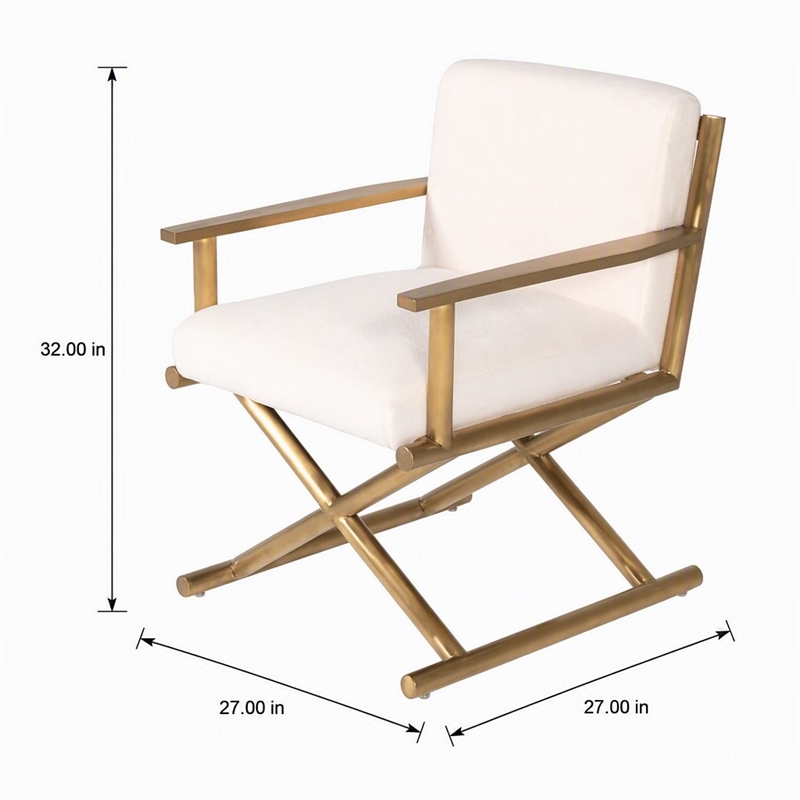 Pemberly Row Sherpa Fabric Accent Chair with Gold Stainless Steel