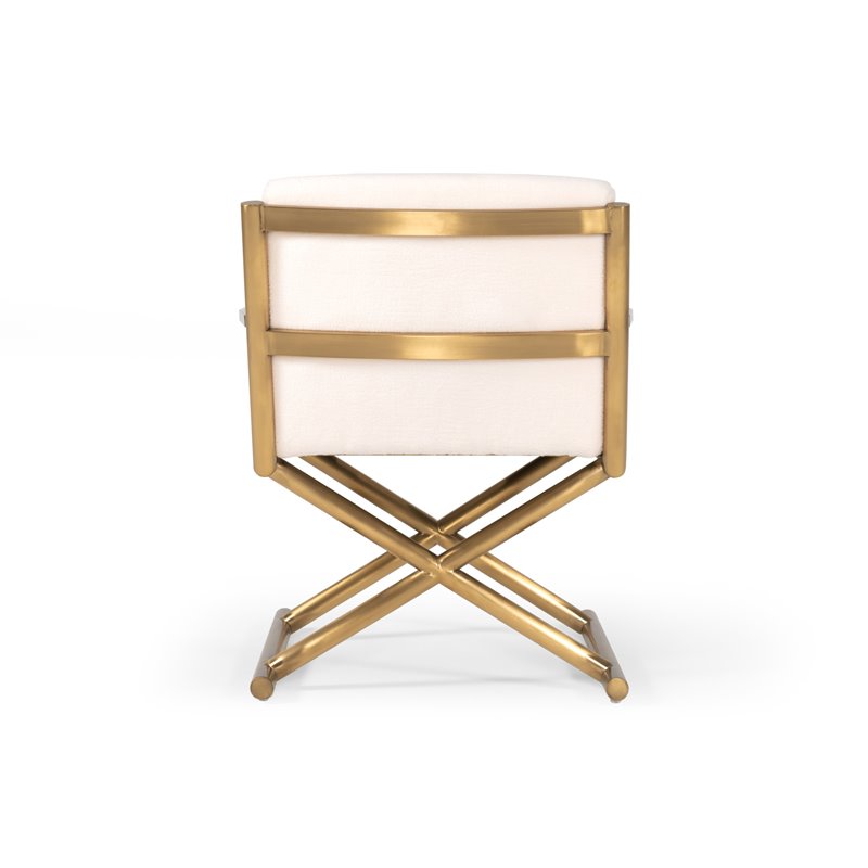 Pemberly Row Sherpa Fabric Accent Chair with Gold Stainless Steel