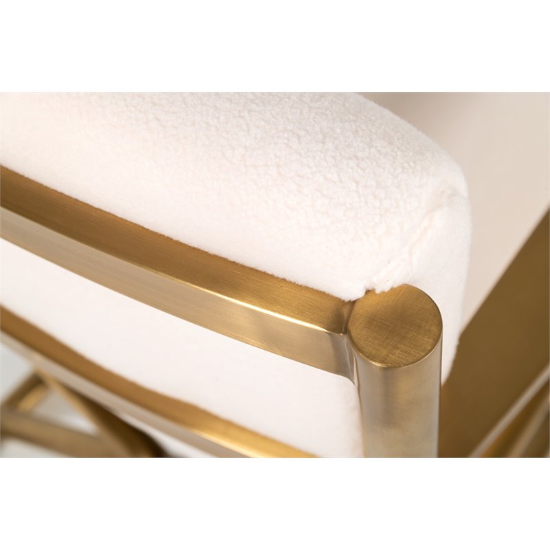 Pemberly Row Sherpa Fabric Accent Chair with Gold Stainless Steel