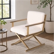 Pemberly Row Sherpa Fabric Accent Chair with Gold Stainless Steel