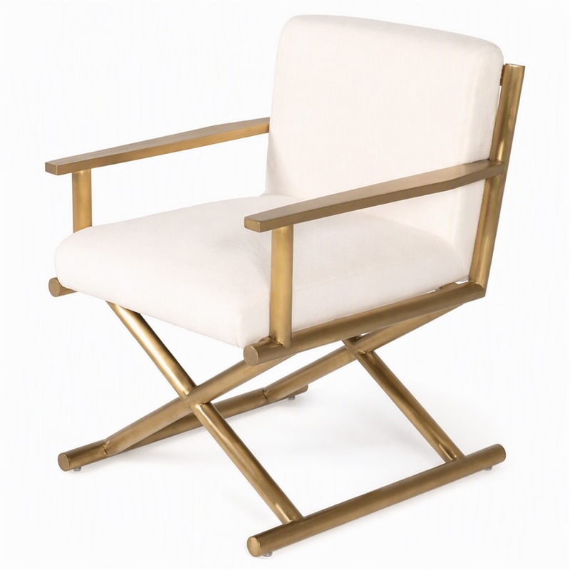 Pemberly Row Sherpa Fabric Accent Chair with Gold Stainless Steel