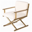 Pemberly Row Sherpa Fabric Accent Chair with Gold Stainless Steel